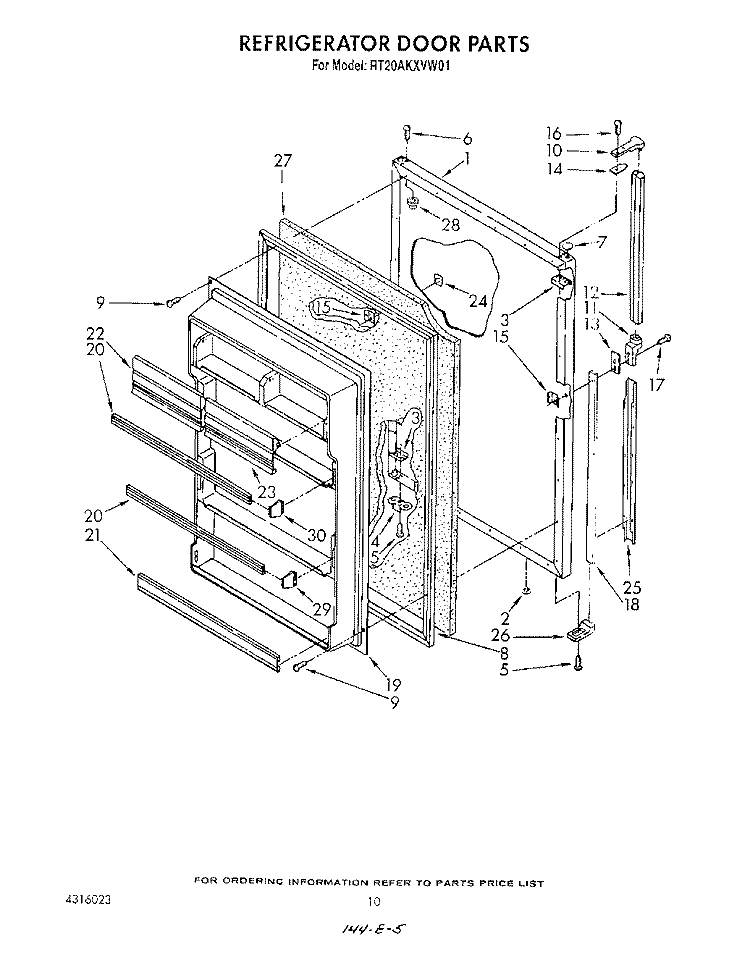 REFRIGERATOR DOOR , NOT ILLUSTRATED Diagram and Parts List for RT20AKXVW01  Roper Refrigerator