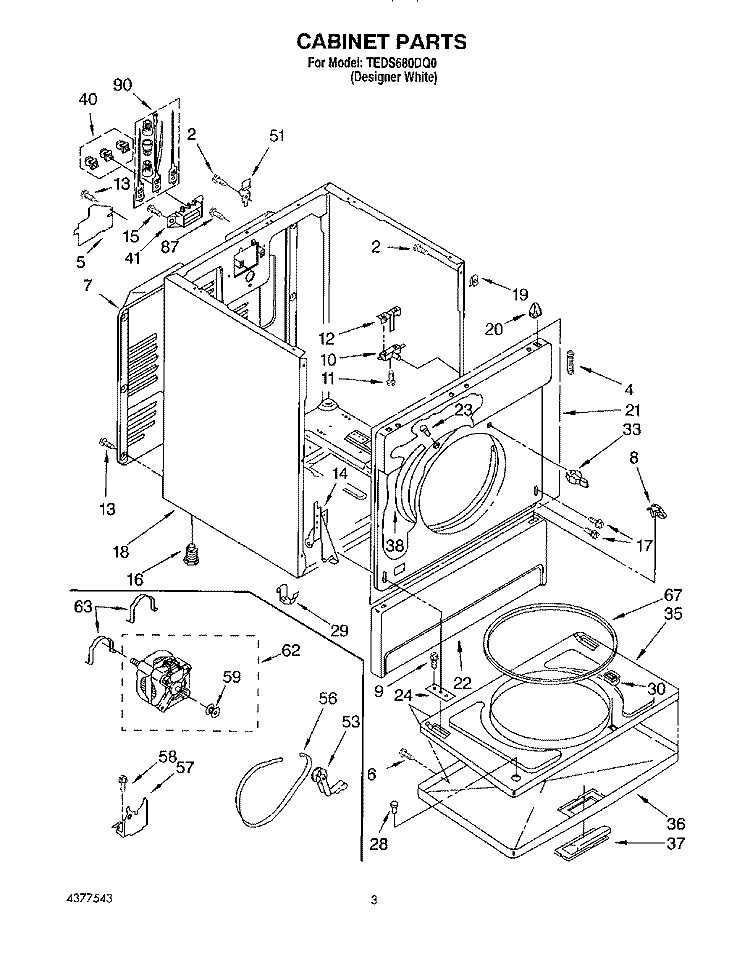 SECTION Diagram and Parts List for TEDS680DQ0  Estate Dryer