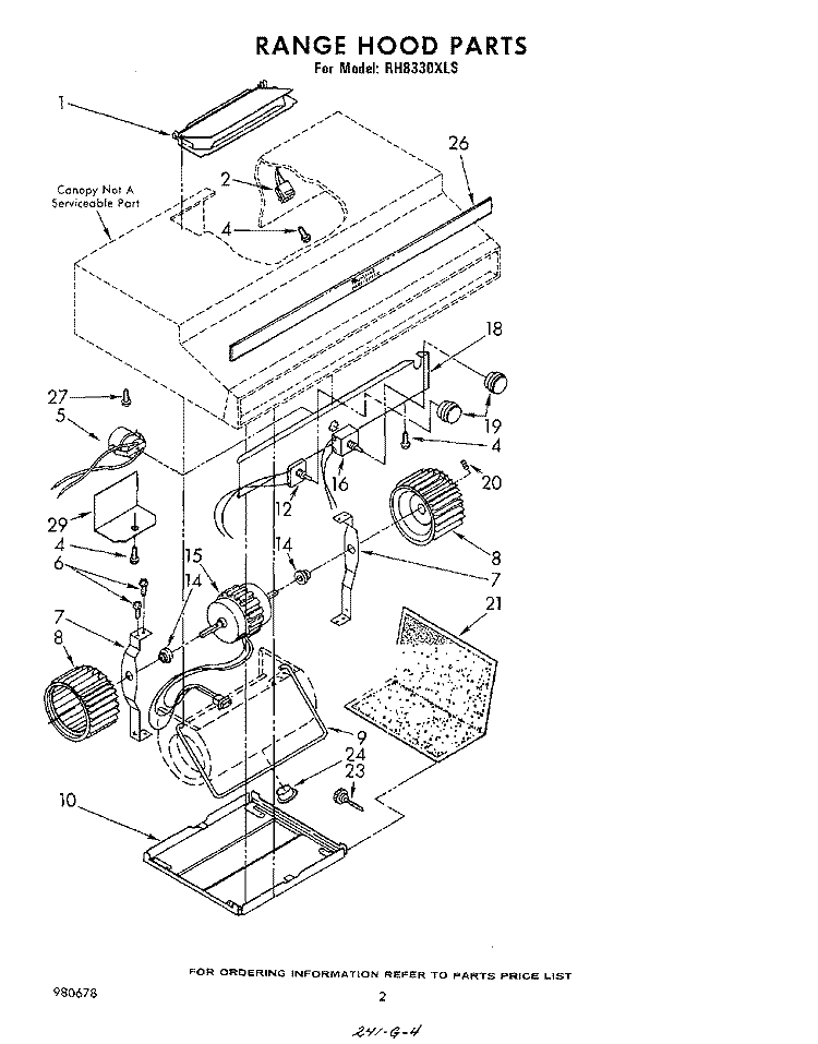 SECTION Diagram and Parts List for RH8330XLS  Whirlpool Range Hood