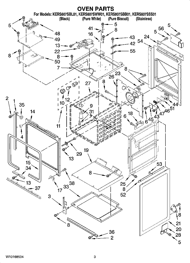 OVEN PARTS Diagram and Parts List for KERS807SBB01  KitchenAid Range