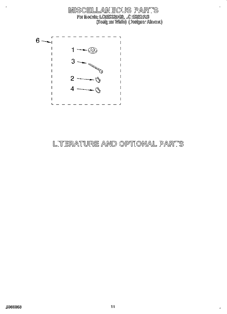 MISCELLANEOUS, LIT/OPTIONAL Diagram and Parts List for LCR5232DQ3  Whirlpool Washer