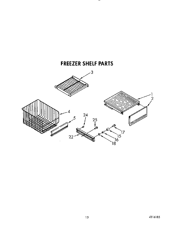 FREEZER SHELF Diagram and Parts List for KSSS42DWX01  KitchenAid Refrigerator