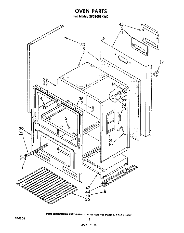 OVEN, LIT/OPTIONAL Diagram and Parts List for SF3100EKW0  Whirlpool Range