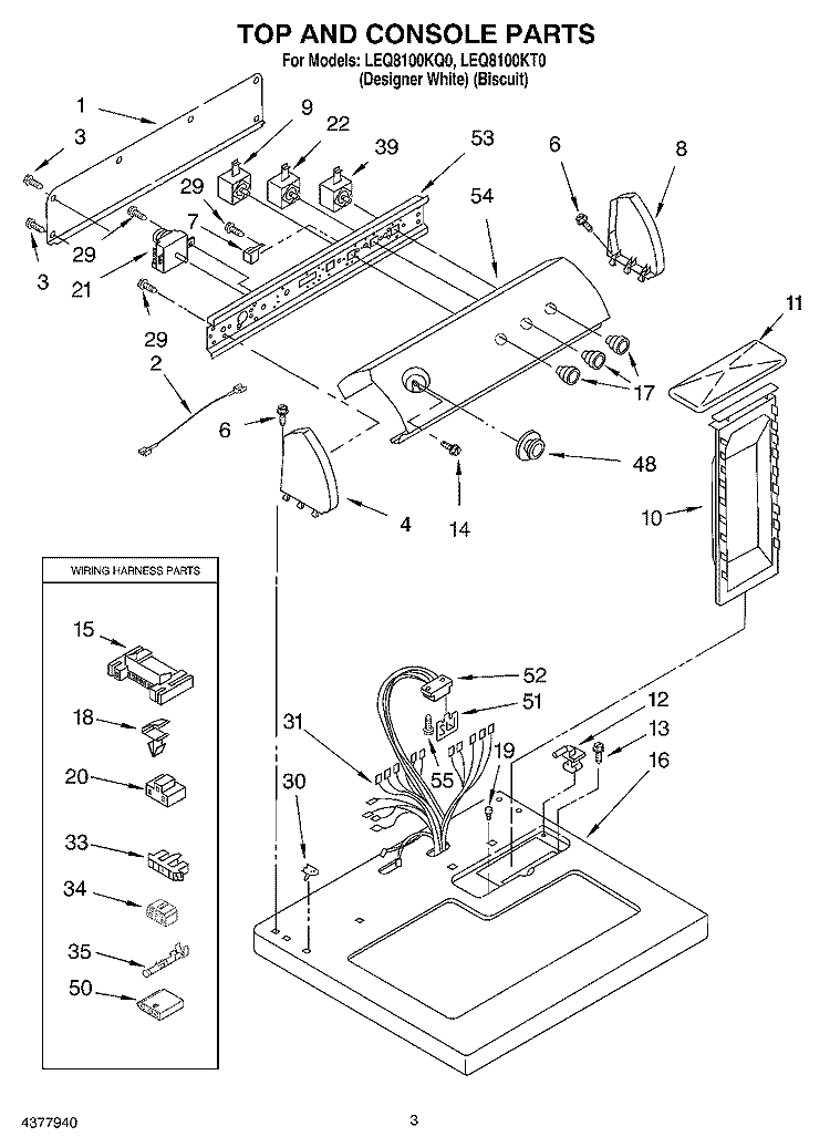 SECTION Diagram and Parts List for LEQ8100KT0  Whirlpool Dryer