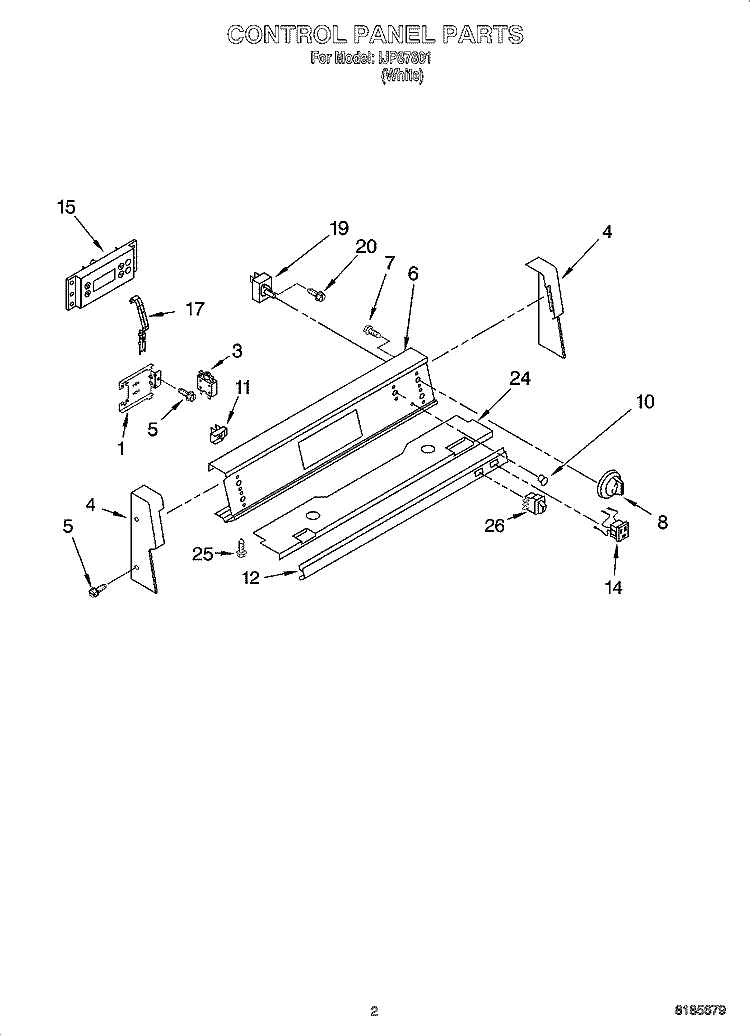 CONTROL PANEL PARTS Diagram and Parts List for IJP87801  Inglis Range