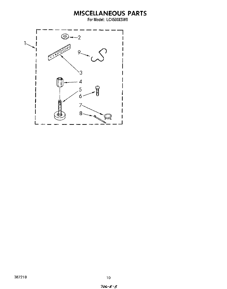 MISCELLANEOUS , LITERATURE AND OPTIONAL Diagram and Parts List for LC4500XSW0  Whirlpool Washer