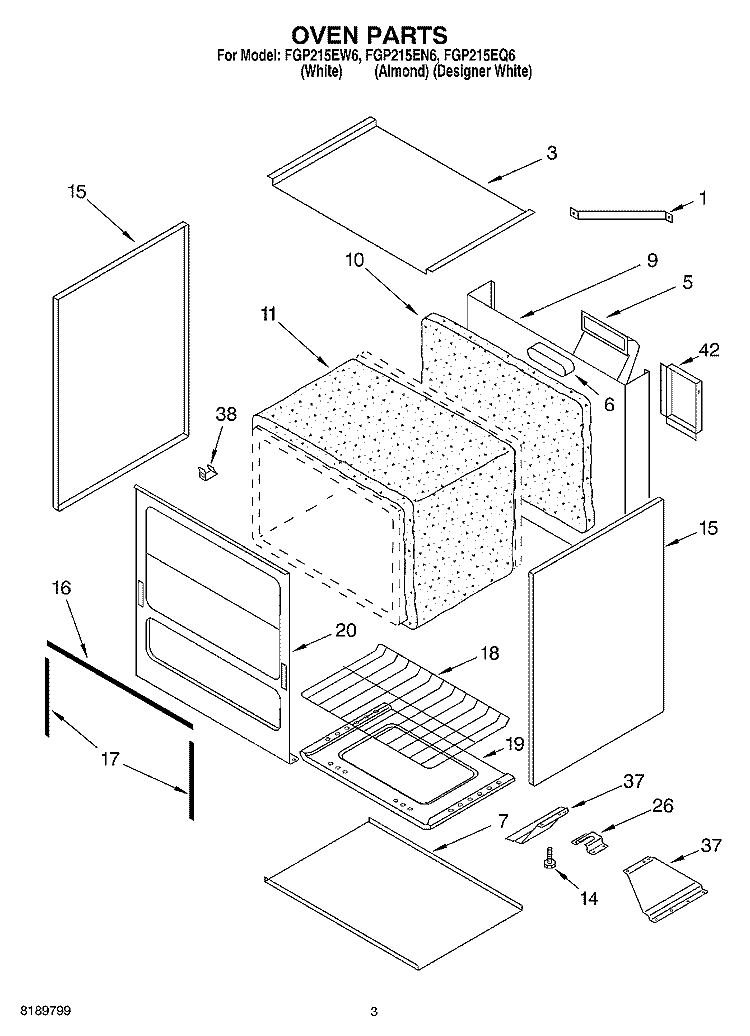 OVEN Diagram and Parts List for FGP215EN6  Roper Range