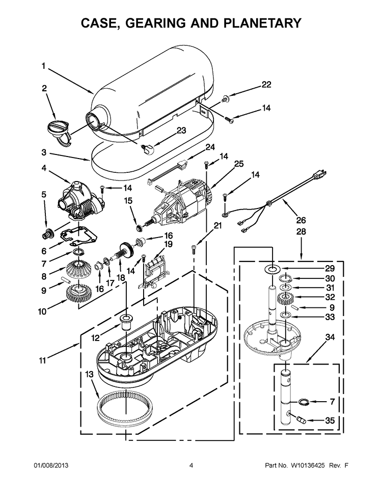CASE, GEARING AND PLANETARY Diagram and Parts List for KG25H0XCL5  KitchenAid Mixer