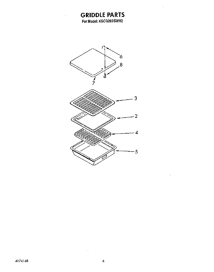 GRIDDLE Diagram and Parts List for KGCG260SAL2  KitchenAid Cooktop