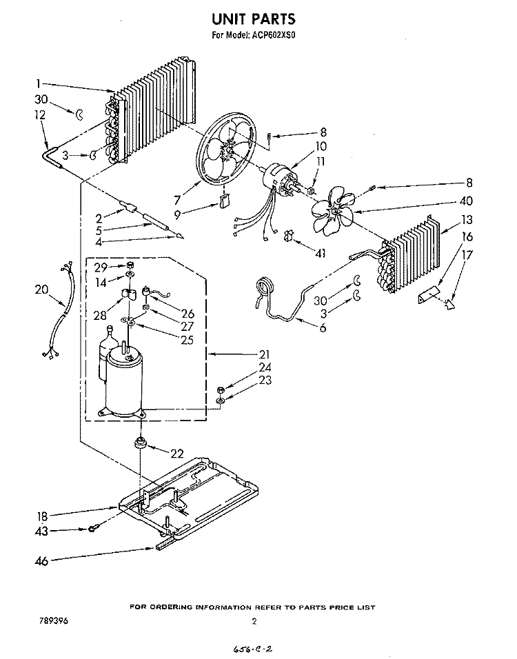 UNIT Diagram and Parts List for ACP602XS0  Whirlpool Air Conditioner
