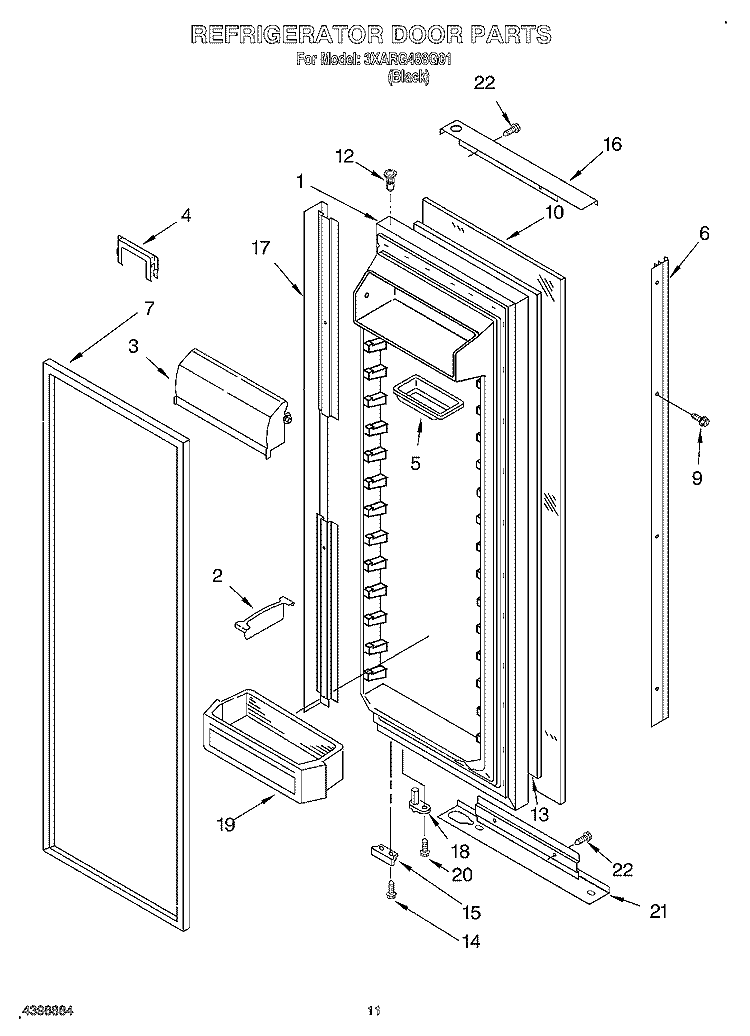 REFRIGERATOR DOOR Diagram and Parts List for 3XARG488G01  Whirlpool Refrigerator