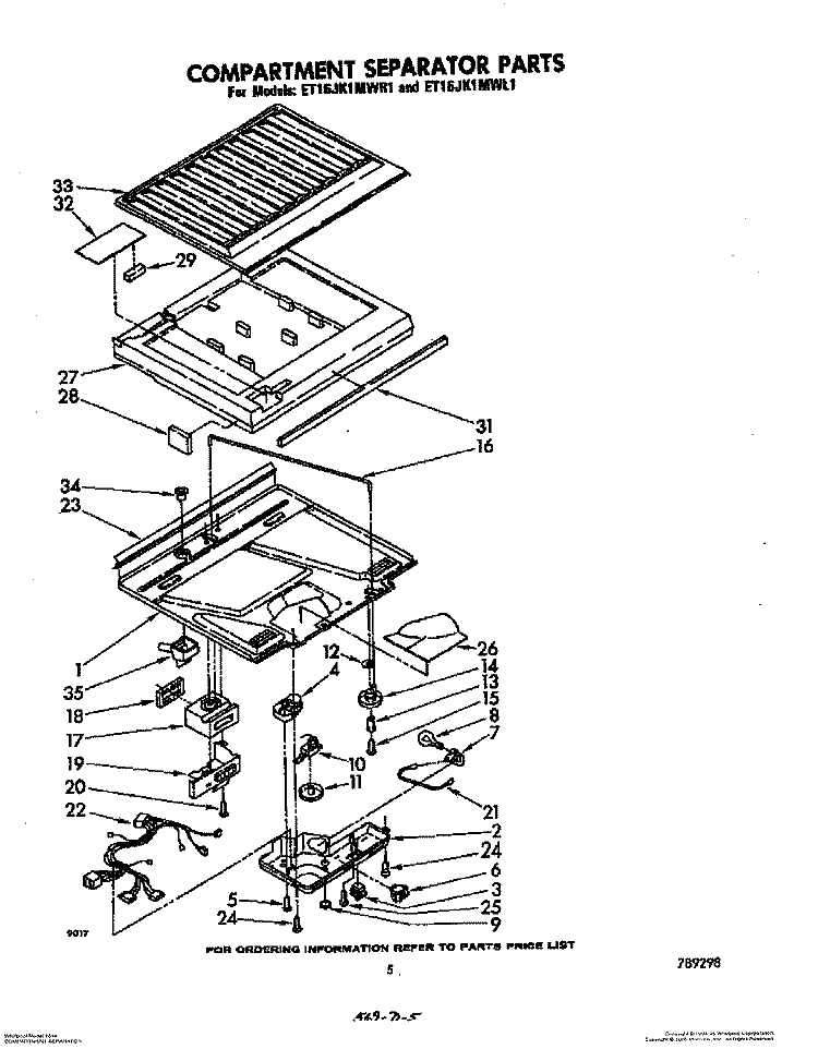 COMPARTMENT SEPARATOR Diagram and Parts List for ET16JK1MWL1  Whirlpool Refrigerator
