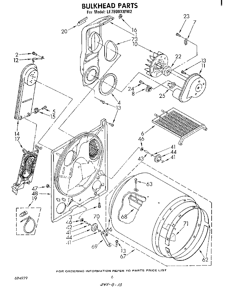 SECTION Diagram and Parts List for LE7800XMW2  Whirlpool Dryer