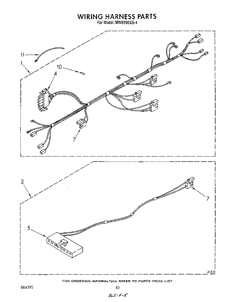 WIRING HARNESS , LITERATURE AND OPTIONAL Diagram and Parts List for MW8550XS4  Whirlpool Microwave