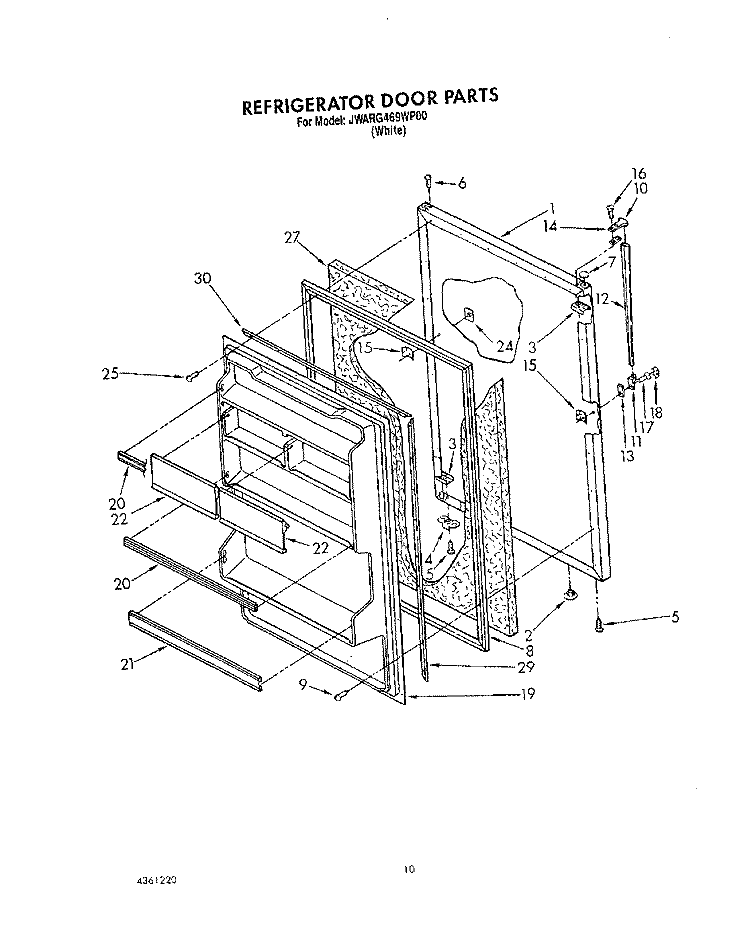 REFRIGERATOR DOOR, LIT/OPTIONAL Diagram and Parts List for JWARG469WP00  Whirlpool Refrigerator