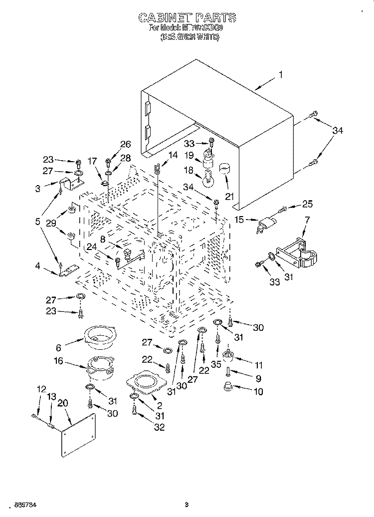 CABINET, LITERATURE Diagram and Parts List for MT7073XDQ0  Whirlpool Microwave