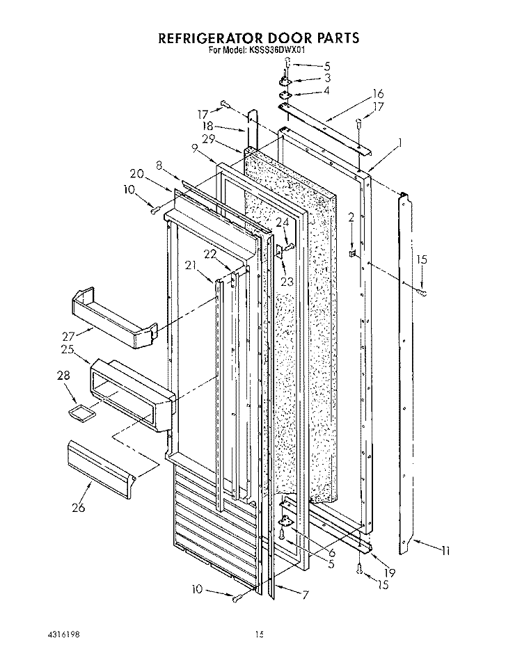 REFRIGERATOR DOOR Diagram and Parts List for KSSS36DWX01  KitchenAid Refrigerator
