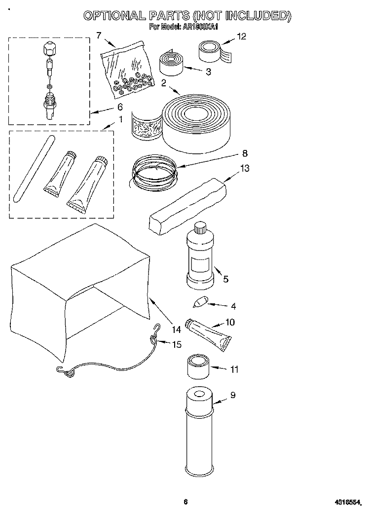 OPTIONAL Diagram and Parts List for AR1800XA1  Whirlpool Air Conditioner