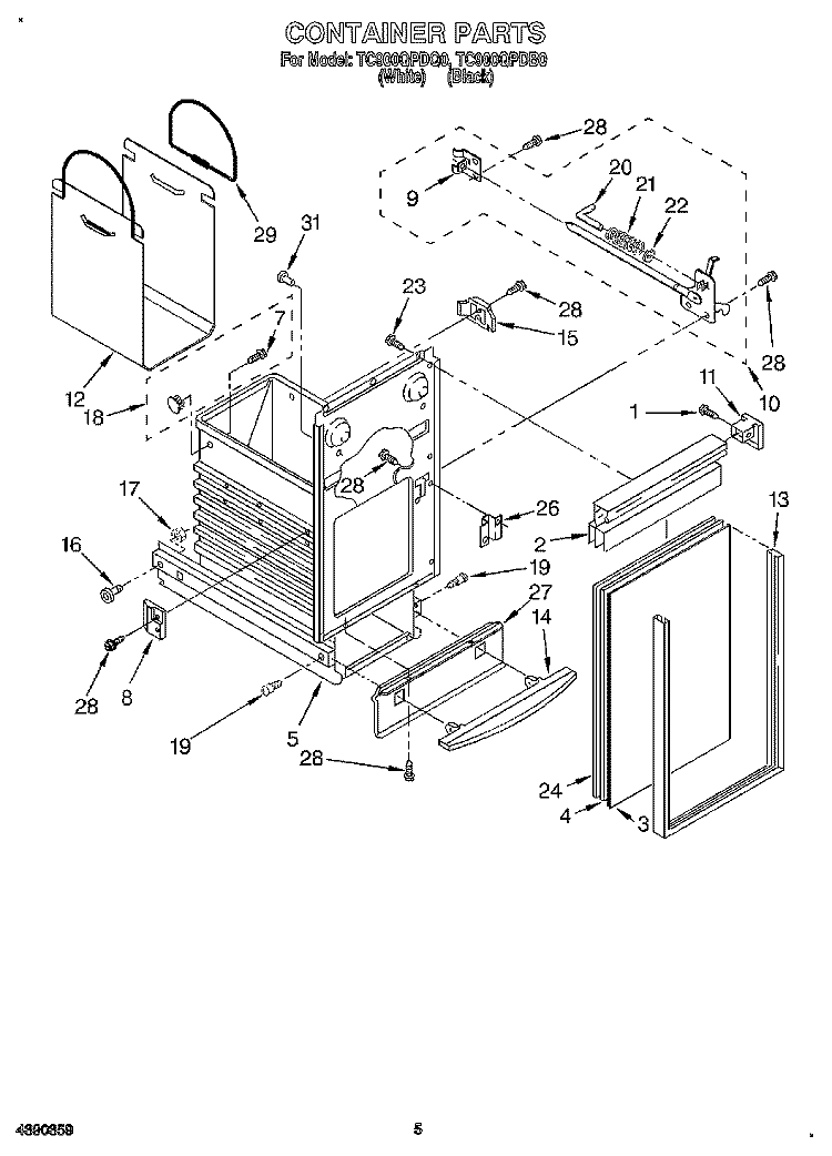 CONTAINER Diagram and Parts List for TC900QPDB0  Whirlpool Trash Compactor