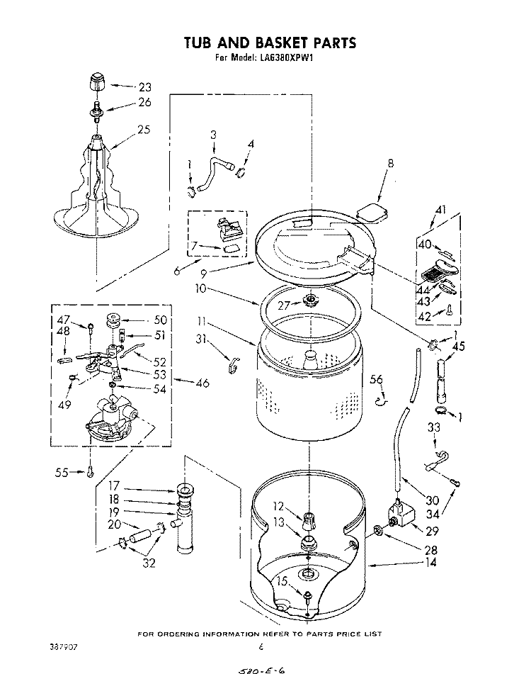 TUB AND BASKET Diagram and Parts List for LA6380XPW1  Whirlpool Washer