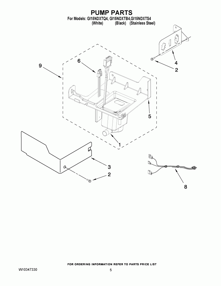 PUMP PARTS Diagram and Parts List for GI15NDXTQ4  Whirlpool Ice Maker