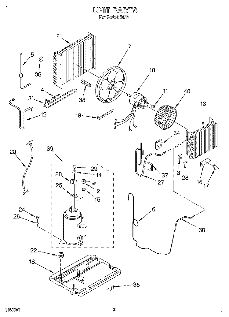 UNIT, LITERATURE Diagram and Parts List for R613  Whirlpool Air Conditioner