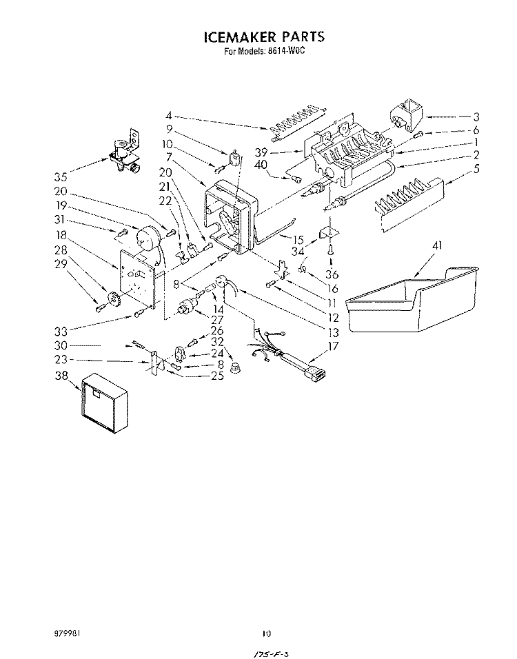 ICE MAKER Diagram and Parts List for 8614W0C  Roper Refrigerator