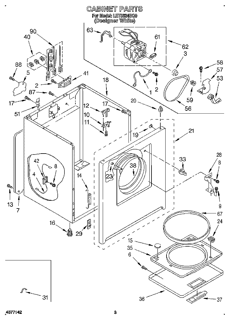 SECTION Diagram and Parts List for LET5624BQ0  Whirlpool Dryer