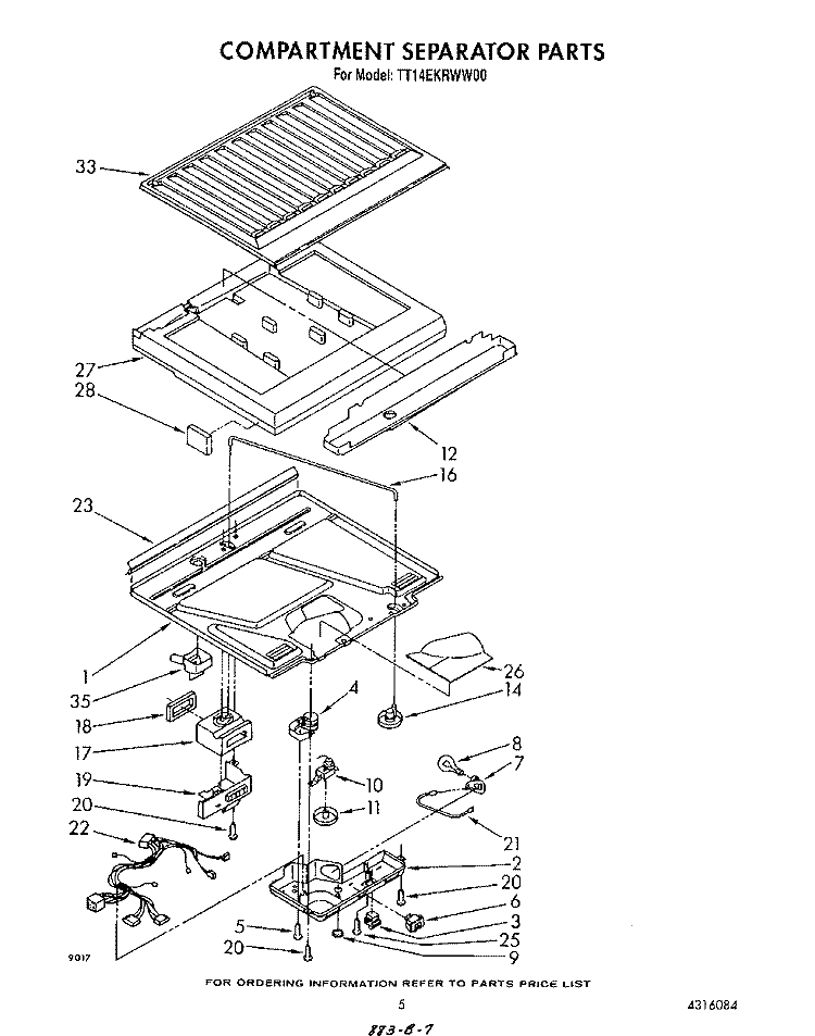 COMPARTMENT SEPARATOR Diagram and Parts List for TT14EKRWW00  Estate Refrigerator