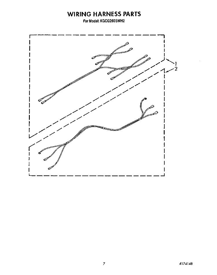 WIRING HARNESS Diagram and Parts List for KGCG260SAL2  KitchenAid Cooktop