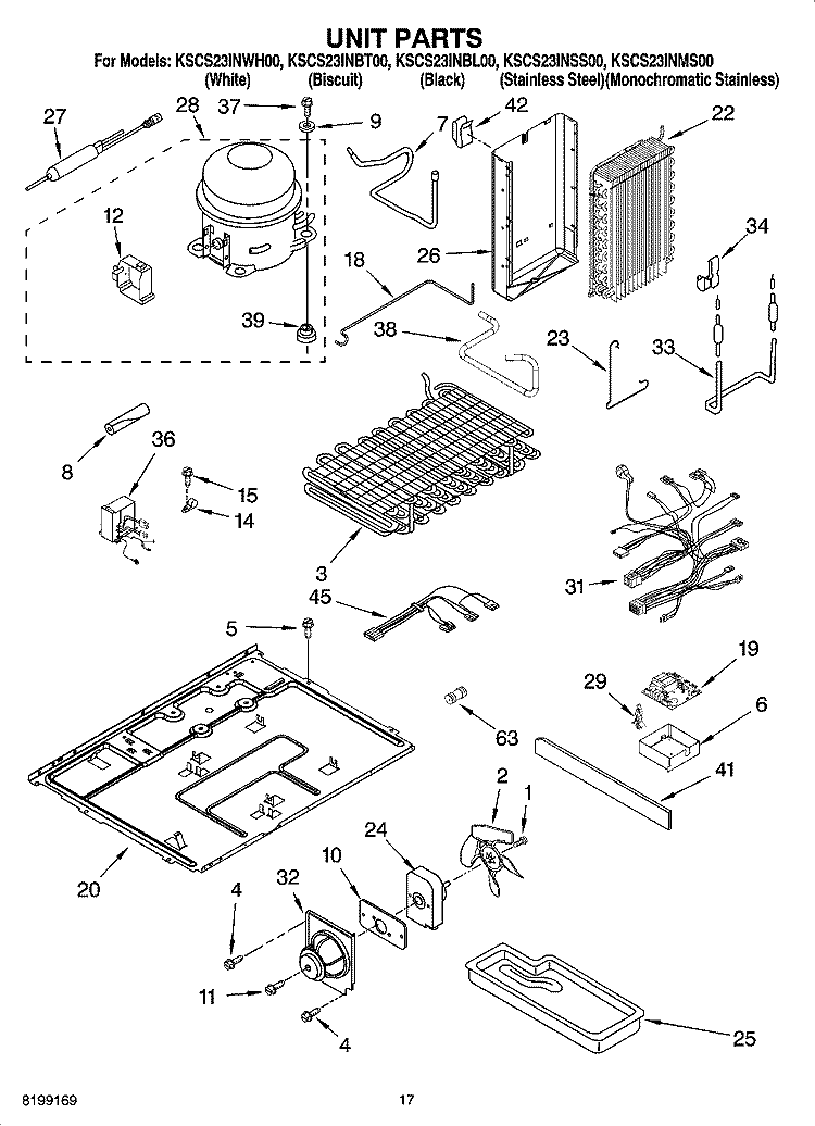 UNIT PARTS Diagram and Parts List for KSCS23INBL00  KitchenAid Refrigerator