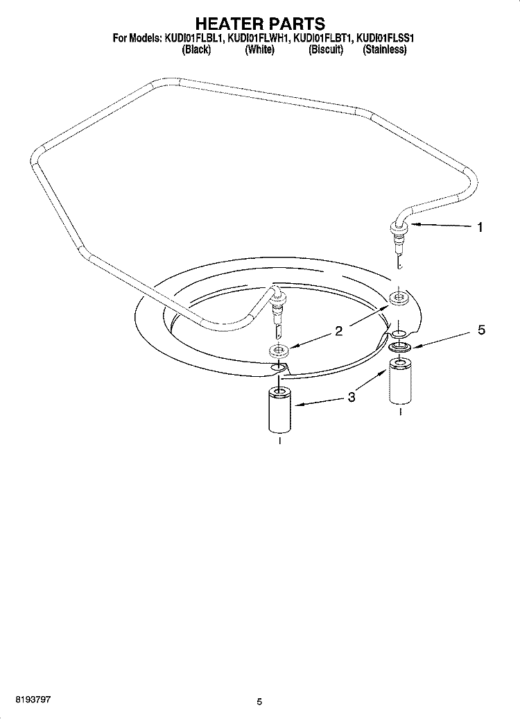 HEATER PARTS Diagram and Parts List for KUDI01FLSS1  KitchenAid Dishwasher
