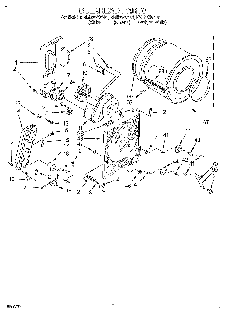 BULKHEAD Diagram and Parts List for RGX5635EN1  Roper Dryer