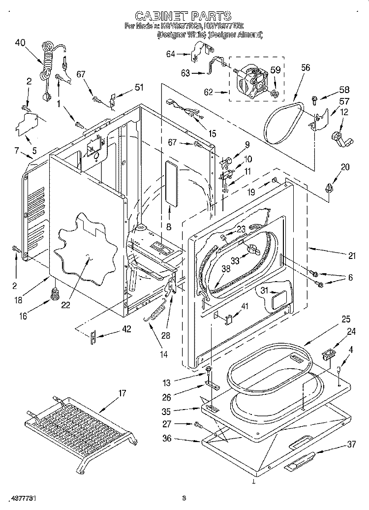 CABINET Diagram and Parts List for KGYS977EQ0  KitchenAid Dryer