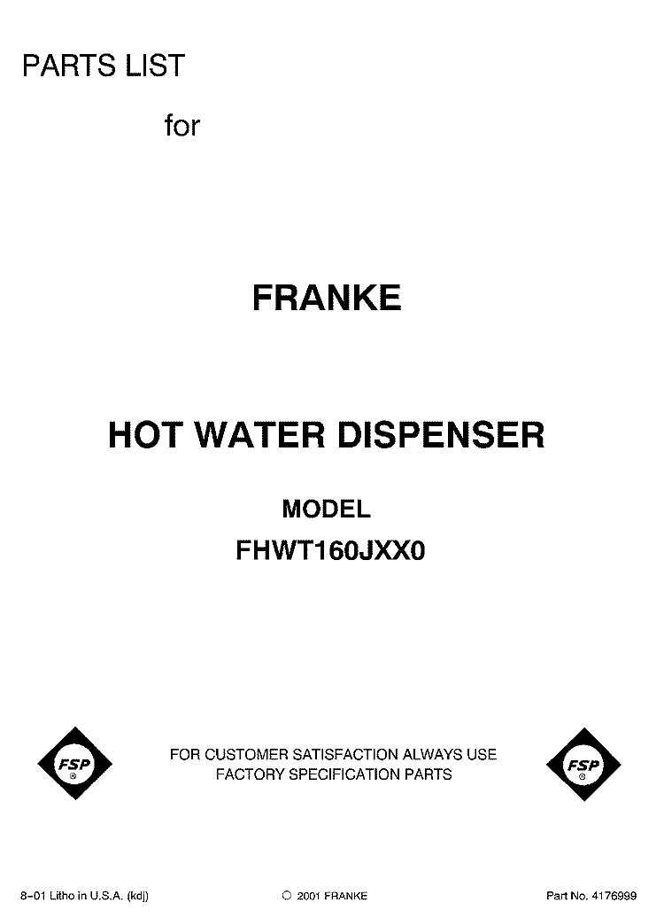 SECTION Diagram and Parts List for FHWT160JXX0  Whirlpool Miscellaneous