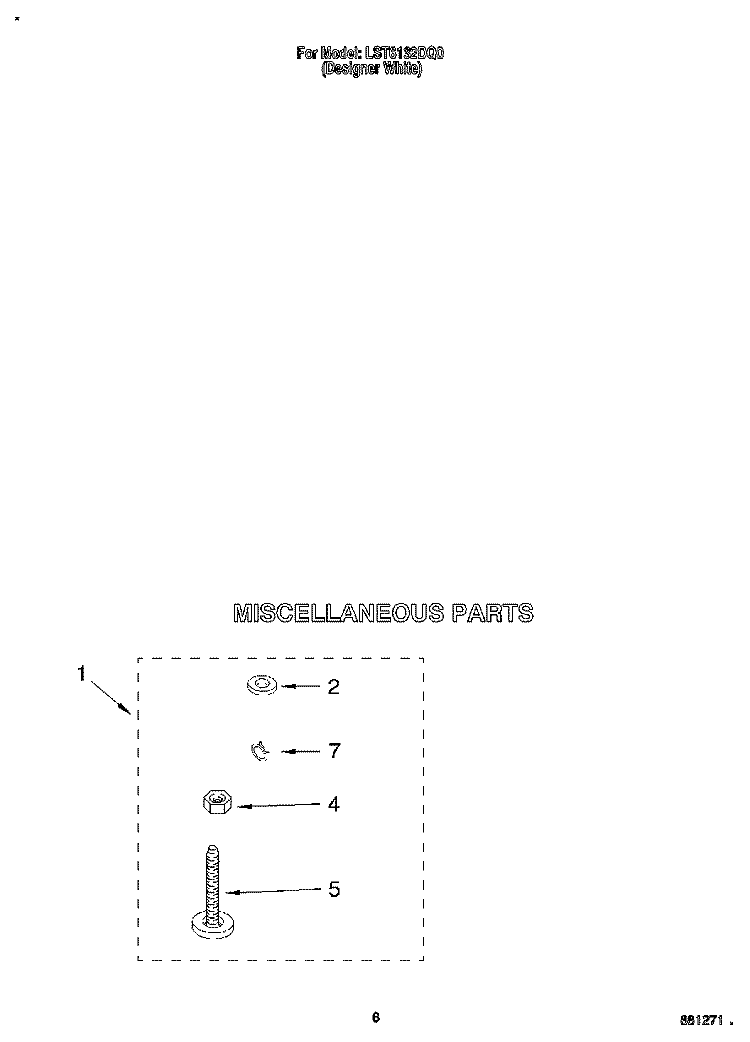 MISCELLANEOUS Diagram and Parts List for LST6132DQ0  Whirlpool Washer