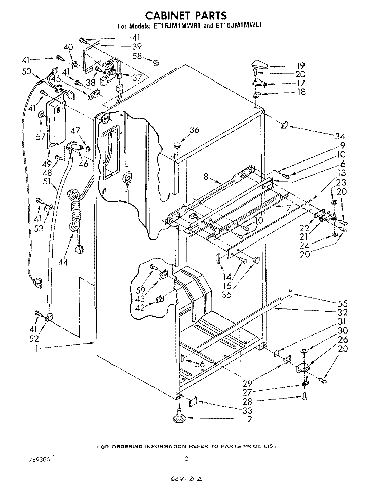 CABINET Diagram and Parts List for ET16JM1MWR1  Whirlpool Refrigerator
