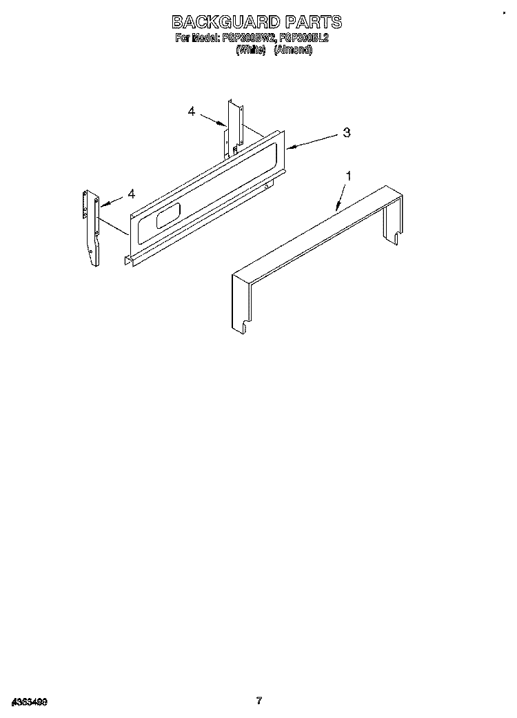 BACKGUARD Diagram and Parts List for FGP300BW2  Roper Range