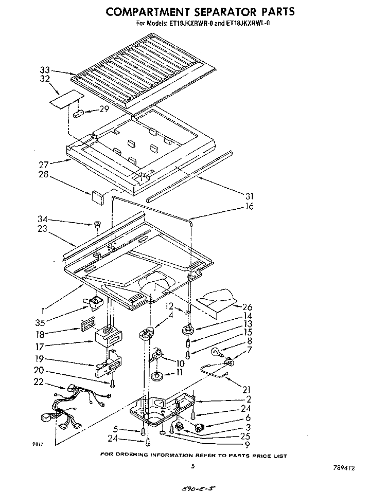 COMPARTMENT SEPARATOR Diagram and Parts List for ET18JKXRWR0  Whirlpool Refrigerator