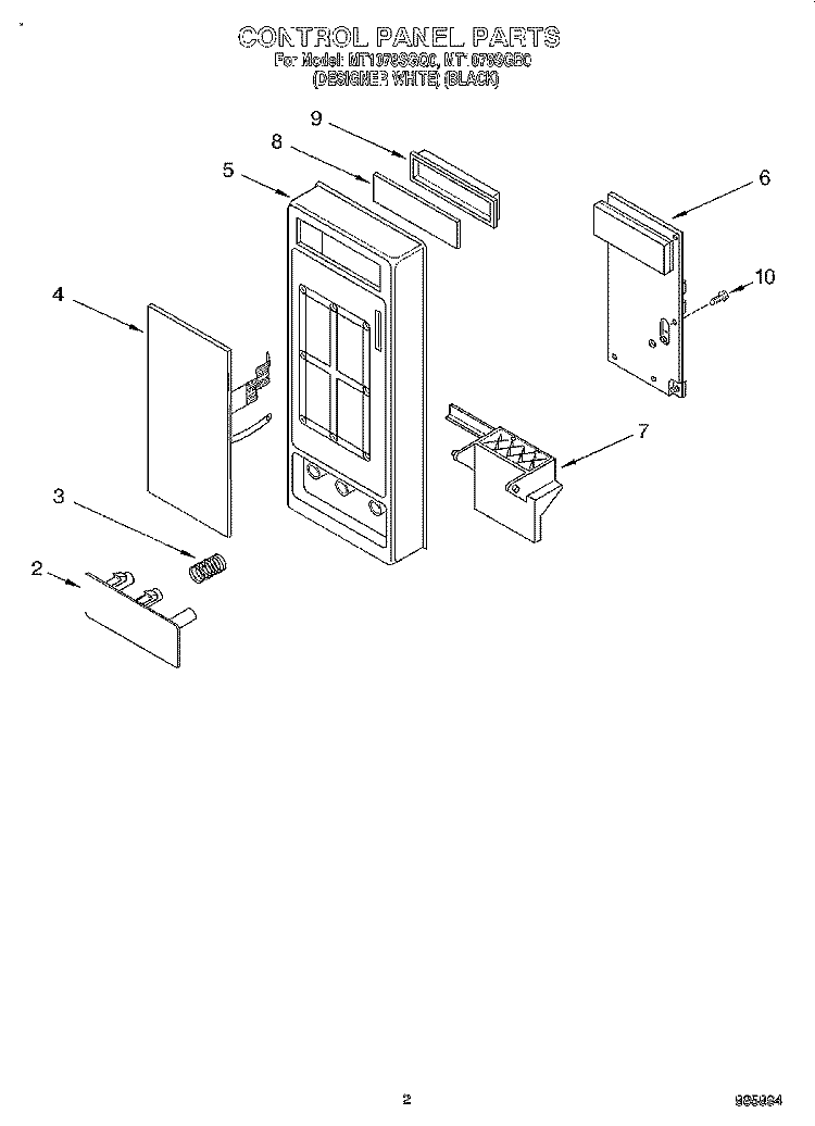 CONTROL PANEL Diagram and Parts List for MT1078SGQ0  Whirlpool Microwave