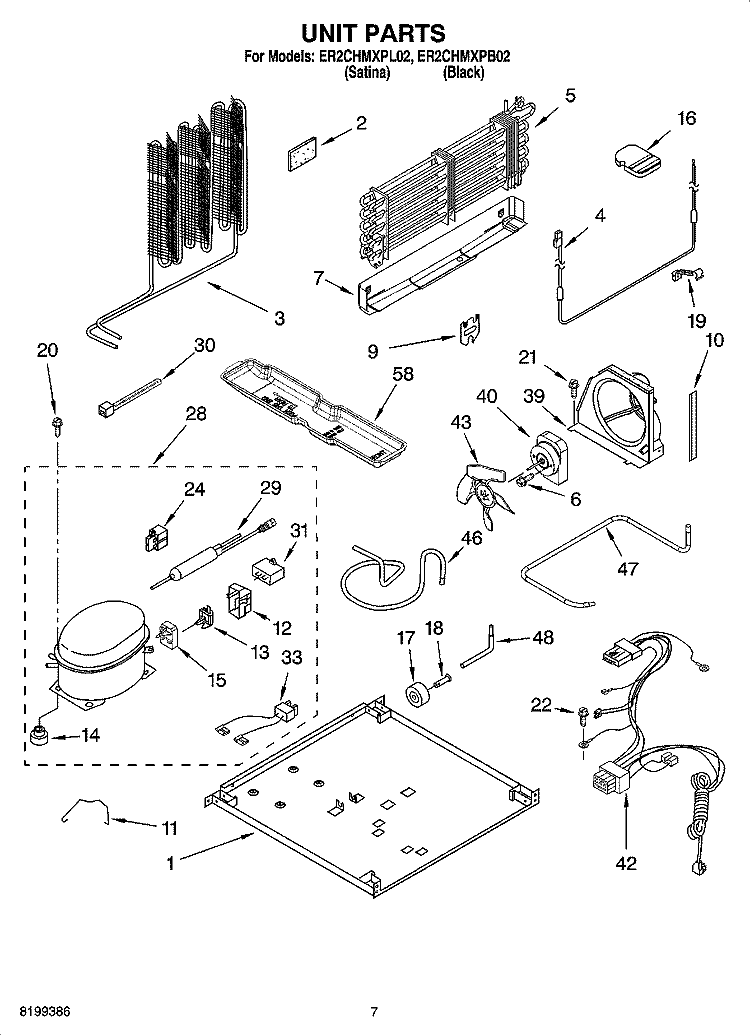 UNIT PARTS Diagram and Parts List for ER2CHMXPB02  Whirlpool Refrigerator