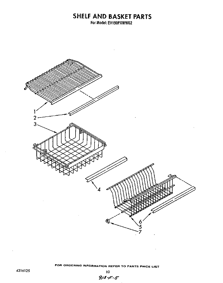 SHELF AND BASKET Diagram and Parts List for EV190FXWW02  Whirlpool Freezer