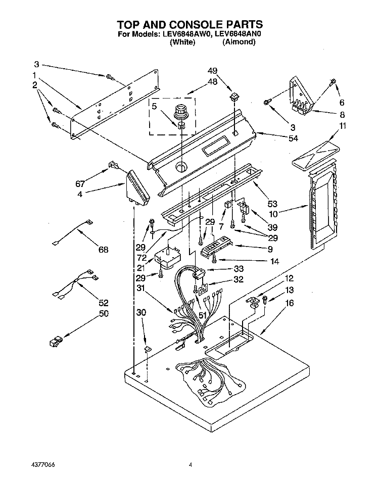 SECTION Diagram and Parts List for LEV6848AW0  Whirlpool Dryer