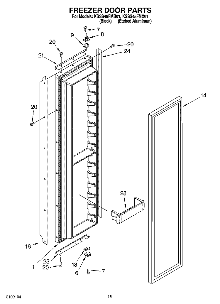 FREEZER DOOR PARTS Diagram and Parts List for KSSS48FMX01  KitchenAid Refrigerator