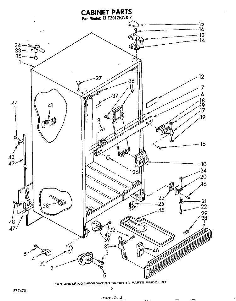 CABINET Diagram and Parts List for EHT201ZKWR2  Whirlpool Refrigerator