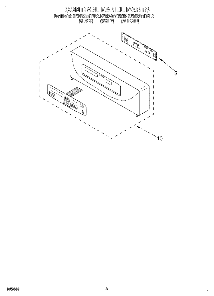 CONTROL PANEL, LITERATURE Diagram and Parts List for KEMS377DAL2  KitchenAid Microwave Oven Combo