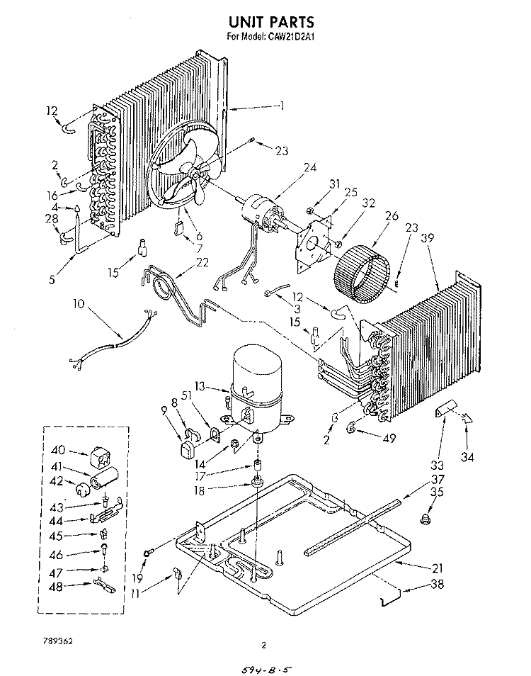 UNIT Diagram and Parts List for CAW21D2A1  Whirlpool Air Conditioner