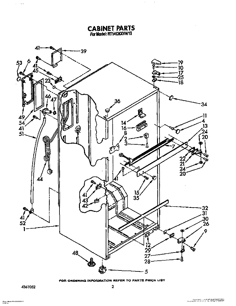 CABINET Diagram and Parts List for RT14CKXVW13  Roper Refrigerator