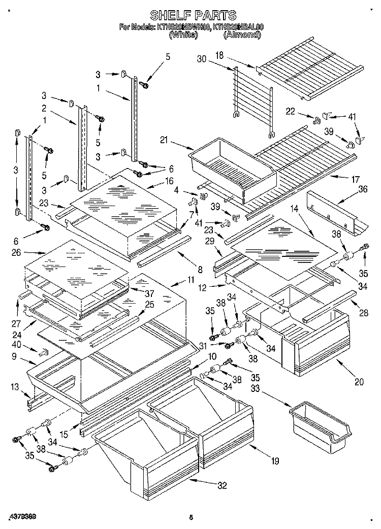 SHELF, LIT/OPTIONAL Diagram and Parts List for KTHS20MBAL00  KitchenAid Refrigerator