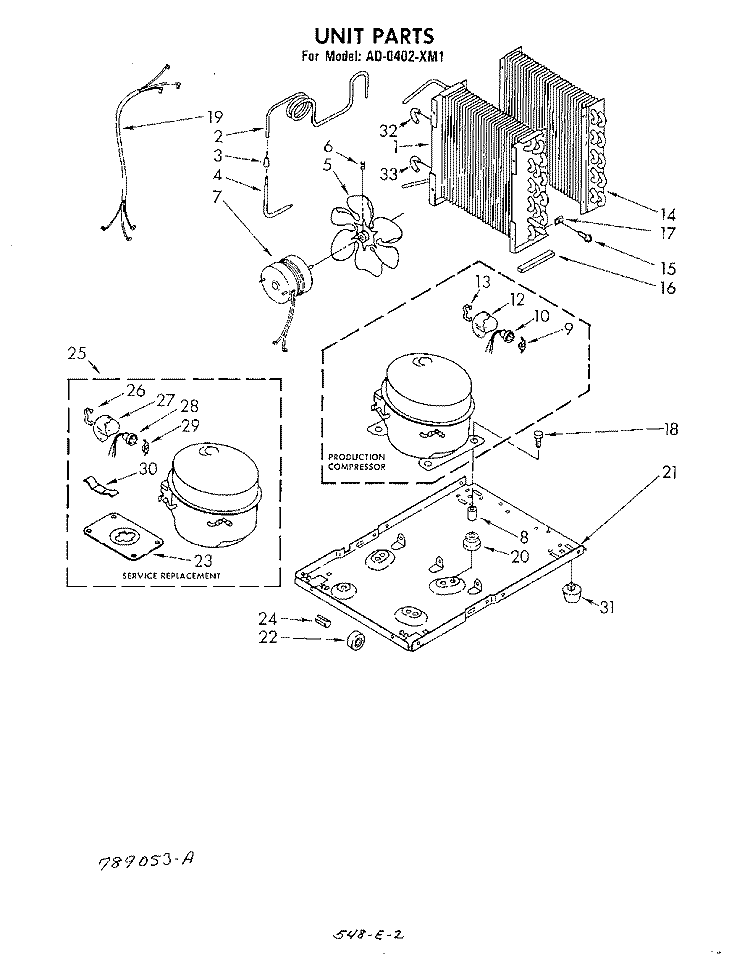 SECTION Diagram and Parts List for AD0402XM1  Whirlpool Dehumidifier